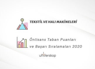 Tekstil ve Halı Makineleri 2 Yıllık Önlisans Taban Puanları ve Sıralamaları